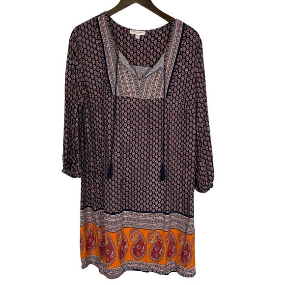 BeachLunchLounge Long Sleeve Boho India Paisley Dress Sz L Beach‎ Pool Cover-up - Picture 1 of 9